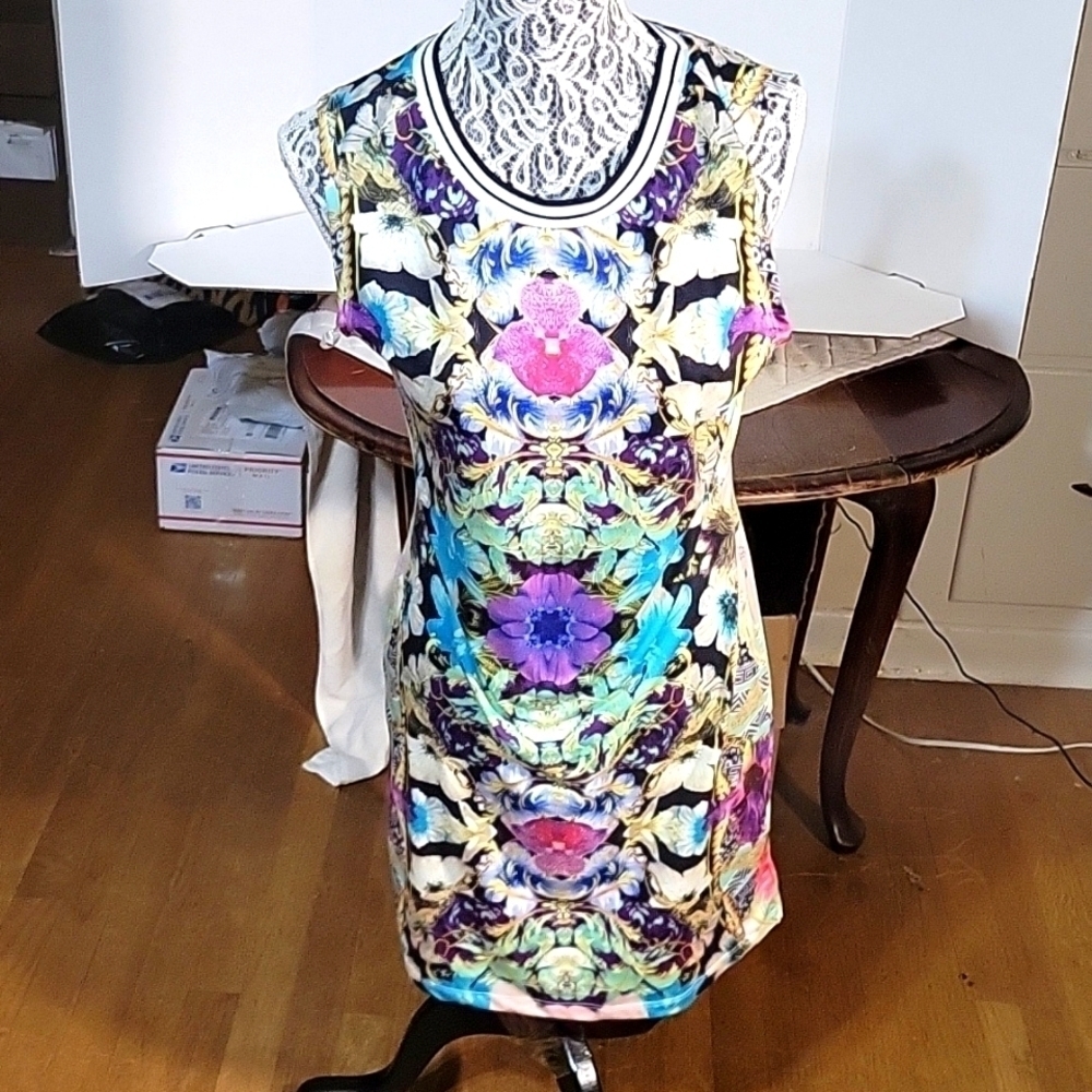 Floral Print Bodycon Dress Colorful Sleeveless Mini‎ Dress
